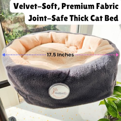 Pawzentic Large Cat Desk Bed,One-Button Easy Lift & Rotate,360 Rotation,Extra Thick Cushion,Super Soft Plush Faux Fur Pet Bed,Ma