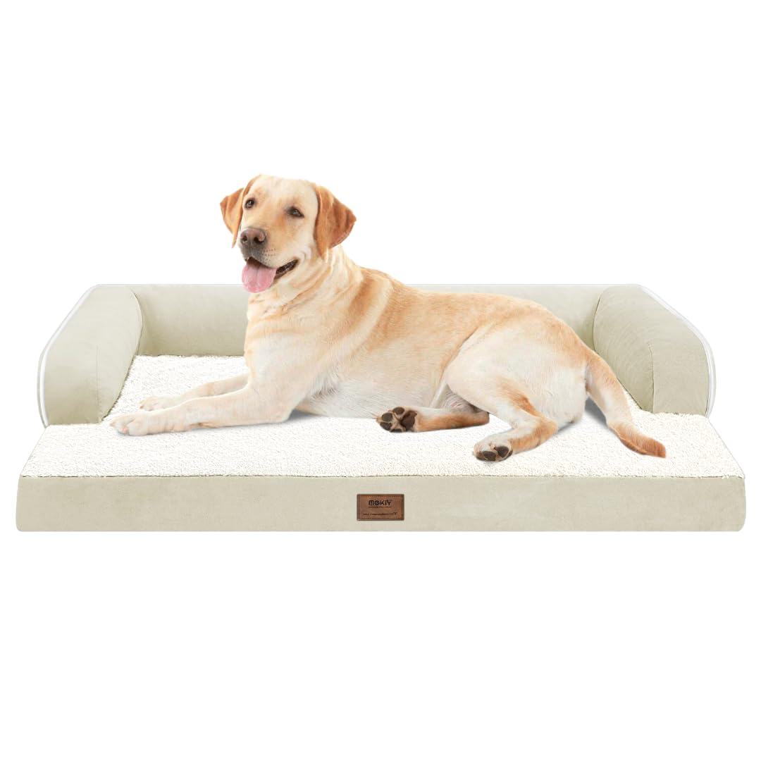 Large Dog Bed Orthopedic Washable, Orthopedic Dog Beds For Large Dogs, Washable Cover Removable Bolster And Non-Slip Bottom Large Orthopedic Orange Dog Beds, Xxlarge Extra Large Dogs