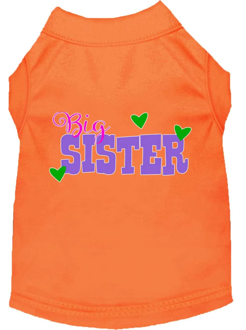 Pet Dog & Cat Shirt Screen Printed, "Big Sister" Orange XL (14-20 lbs.)