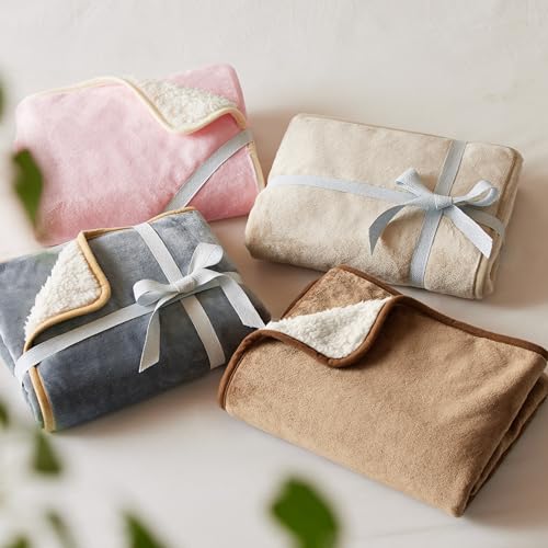 Bedsure Waterproof Blanket For Bed - Sherpa Fleece Waterproof Dog Blankets For Large Dogs, Pet Blankets For Bed/Couch/Dog Crate, Soft Plush Reversible Furniture Protector, Twin Size, 80'X60', Pink