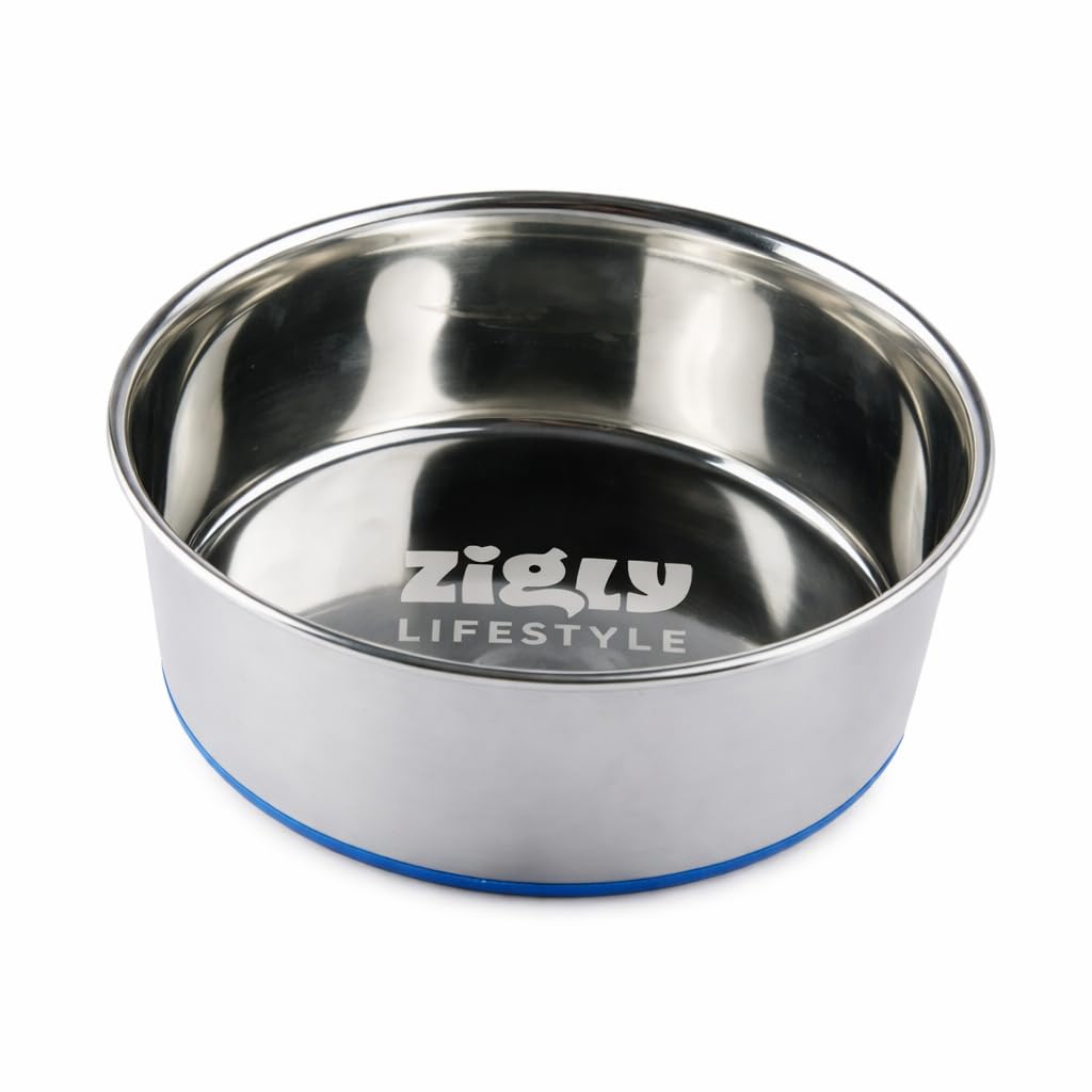 Zigly Stainless Steel Classic Dog Feeding Bowl | RustResistant, NonSlip & Easy Clean | Size  S