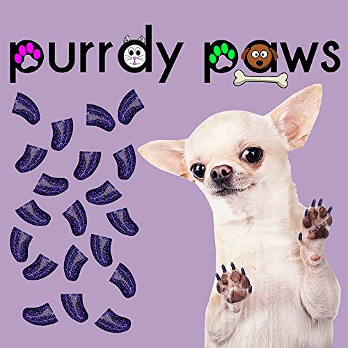 Purrdy Paws 40 Pack Soft Nail Caps For Dog Claws Violet Glitter Small
