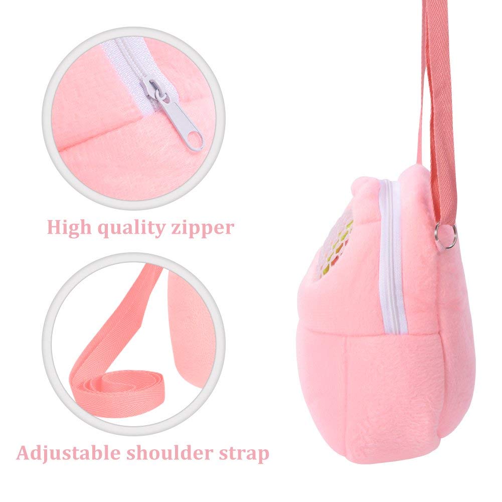 1 Pcs Portable White Mesh African Hedgehog Hamster Breathable Pet Dog Carrier Bags Handbags Puppy Cat Travel Backpack (M, White Mesh - Pink, 18 X 22Cm/7 X9 Inch)