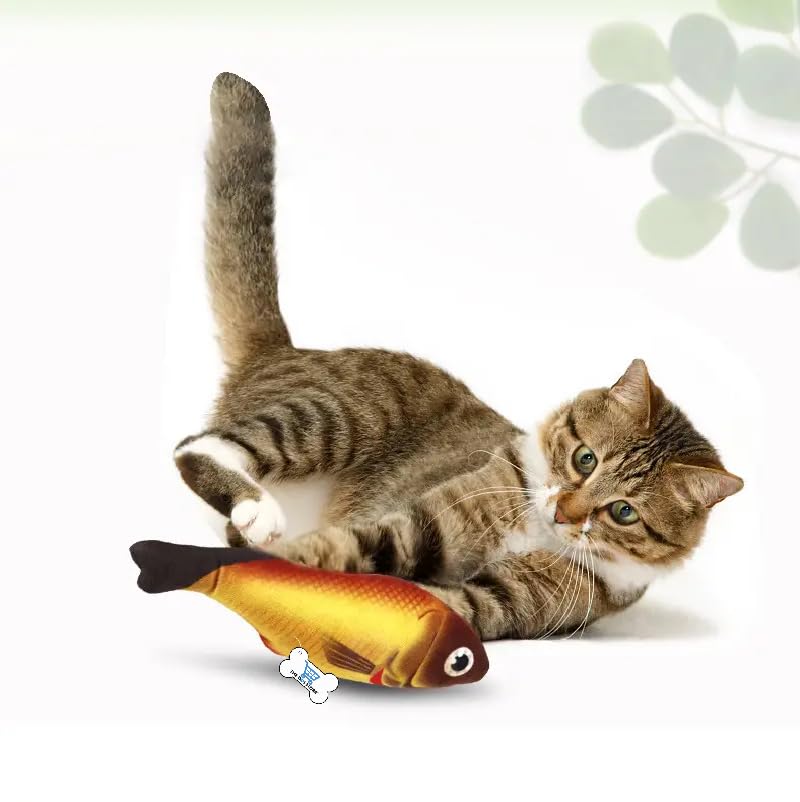 The Dds Store Cat Toy, Simulation Fish Shaped Cat Chew Toy, Bite Resistant Plush Cat Kicker Toy With Bell For Self Entertainment