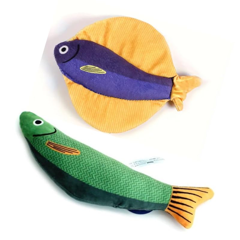 Kittupet Catnip Toy,2 Pcs Cat Fish Toy, Cat Chew Toys, Soft And Durable Catnip Crinkle Sound Toys, Cat Teething Toys, Plush Cart