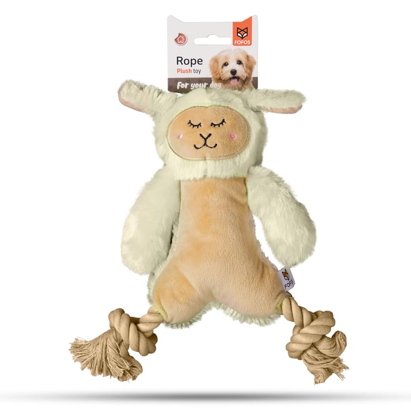BarkButler x Fofos Rope Leg Plush Sheep  Soft & Squeaky Toys for Dogs with Rope, Dog Toys for SmallMedium Dogs (520kgs)  Bei