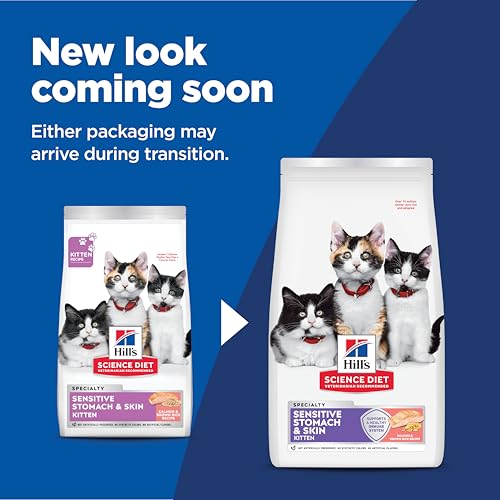 Hills Science Diet Sensitive Stomach & Skin, Kitten, Stomach & Skin Sensitivity Support, Dry Cat Food, Salmon & Brown Rice, 3.5