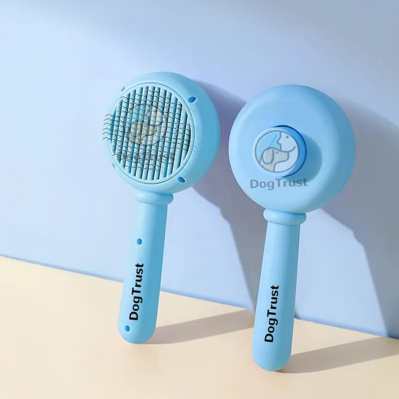 Dog Trust Self Cleaning Slicker Brush, Dog Cat Bunny Pet Grooming Shedding Brush  Easy to Remove Loose Undercoat, Pet Massaging