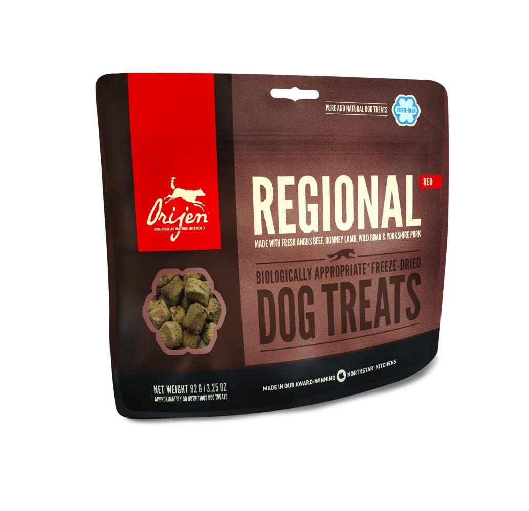 ORIJEN Grain Free High Protein Freeze Dried Dog Treats Regional Red Recipe 1.5oz Bag