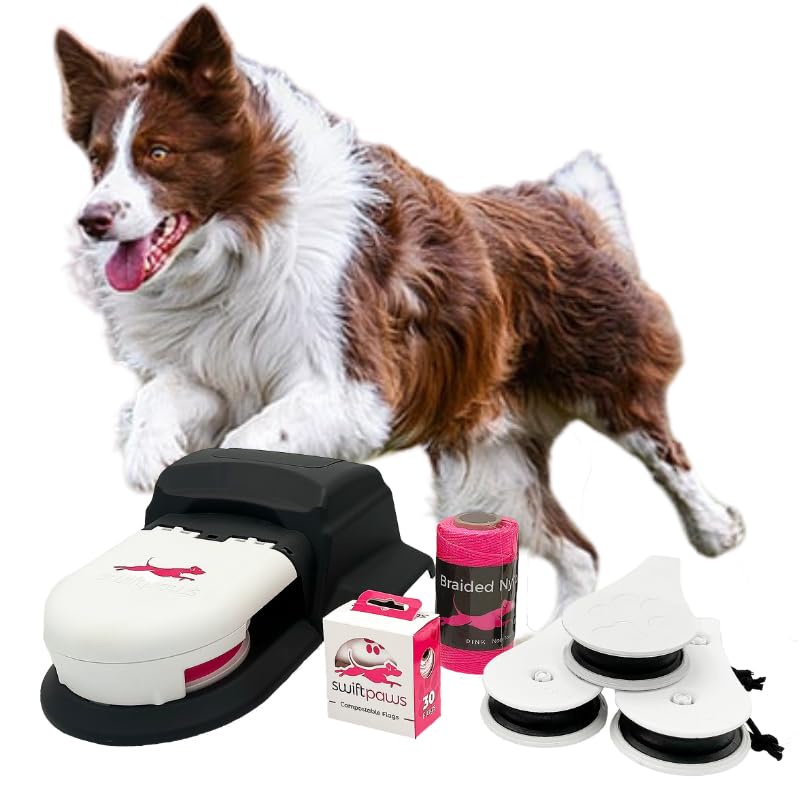 Swiftpaws - Home Original - Chase Toy - For Dogs - Flag Lure Course - Interactive Dog Enrichment Toy - Includes Main Unit, 3 Pul
