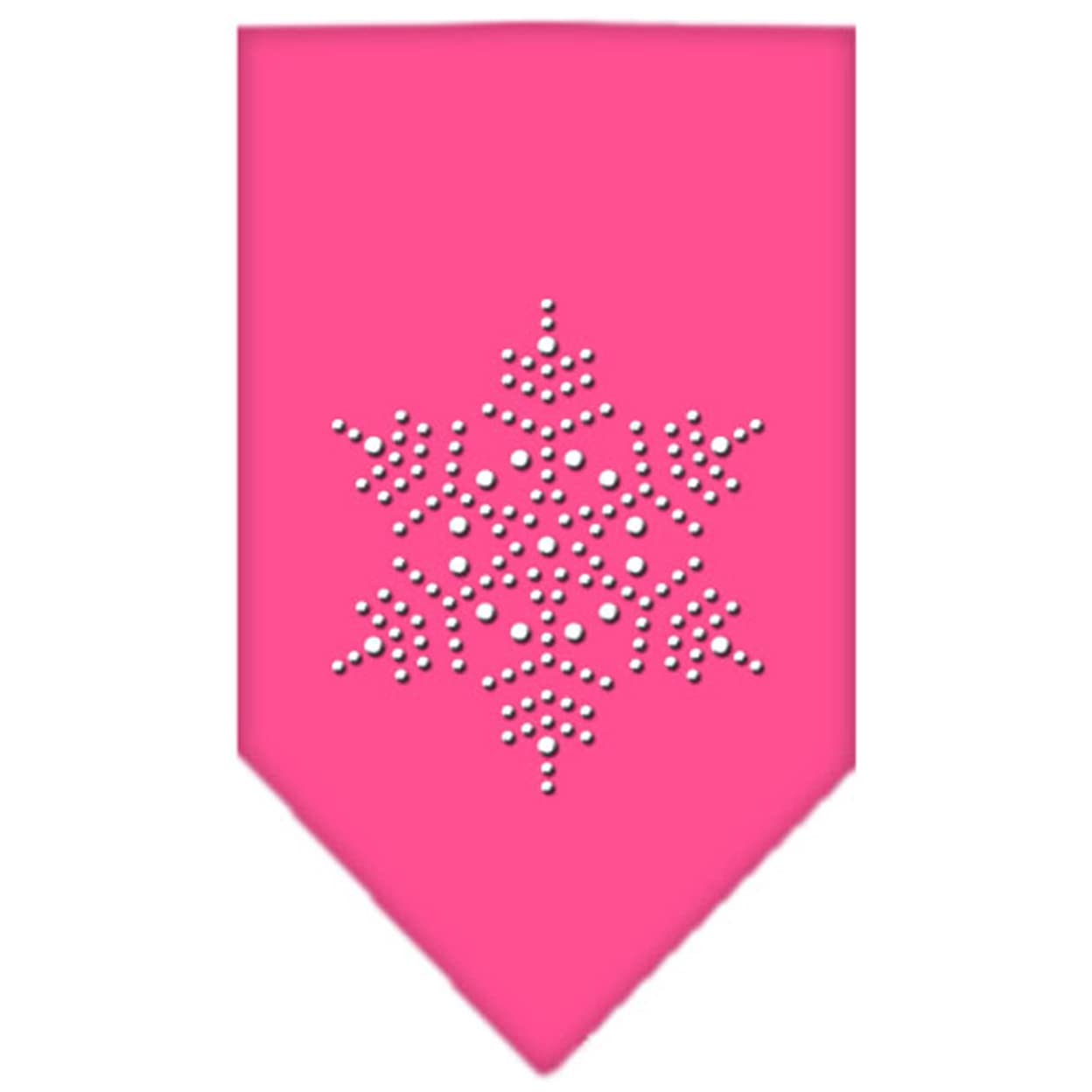 Christmas Pet and Dog Bandana Rhinestone, "Snowflake" Bright Pink Large