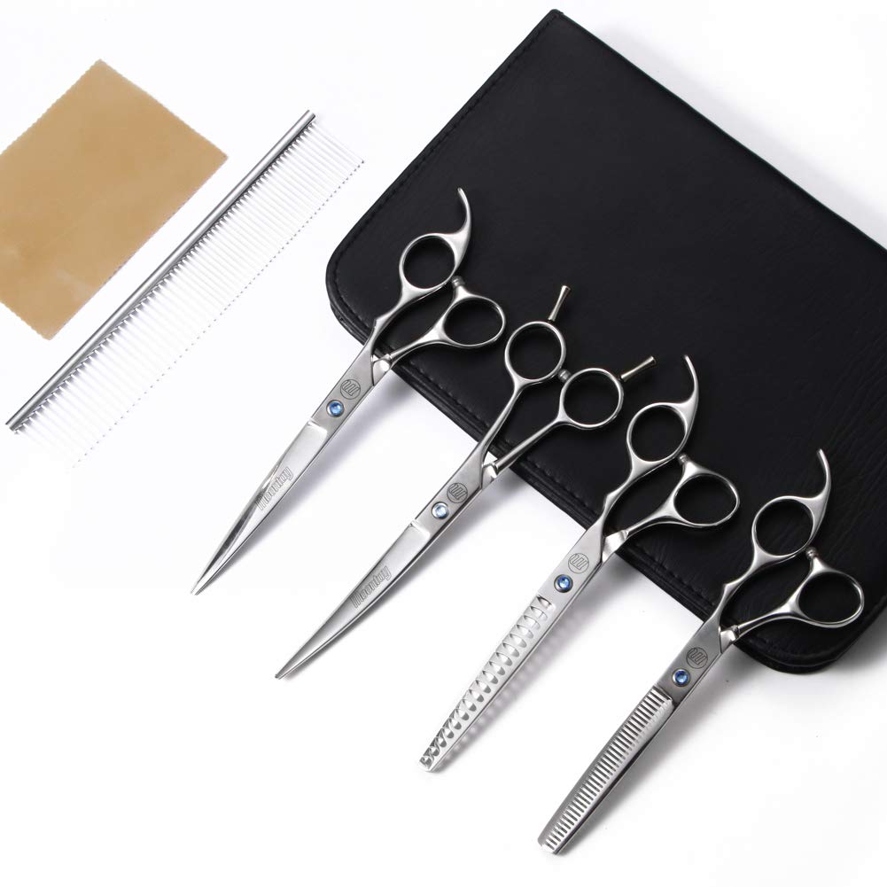 Professional Dog Grooming Scissors Set, 7 Inch/8 Inch Pet Grooming Scissors Chunkers Shears For Dog, Curved Dog Grooming Scissor