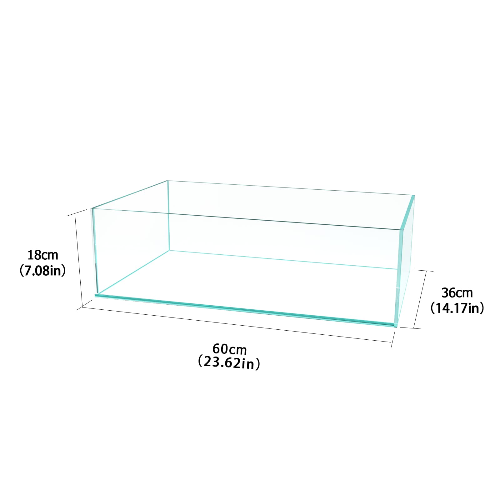FZONE 9 Gal Rimless Low Iron Aquarium - Clear Translucent Glass, 45° Mitered Edges, Model USPT48-109-337