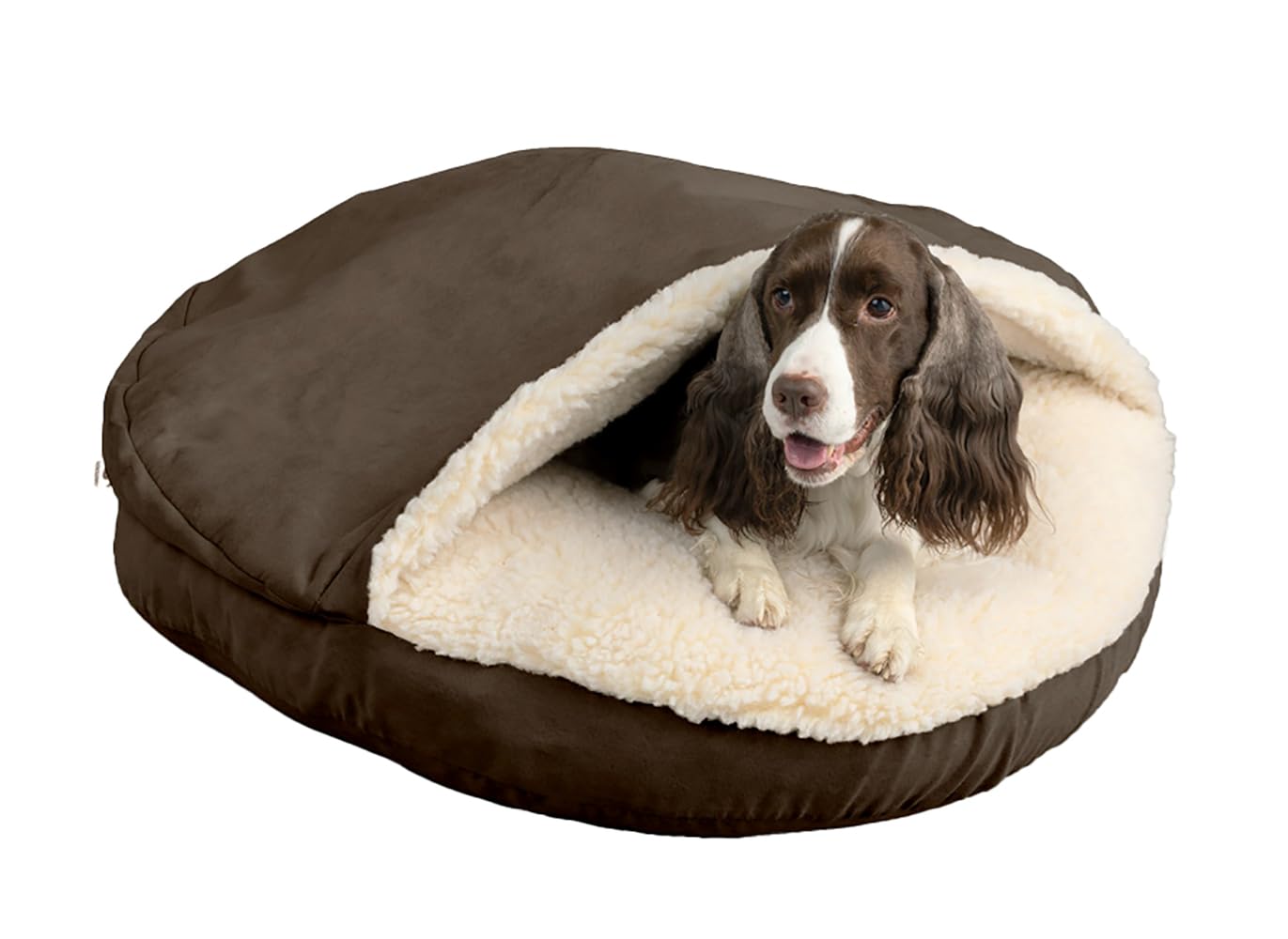 Snoozer Luxury Microsuede Cozy Cave Pet Bed, Large, Hot Fudge