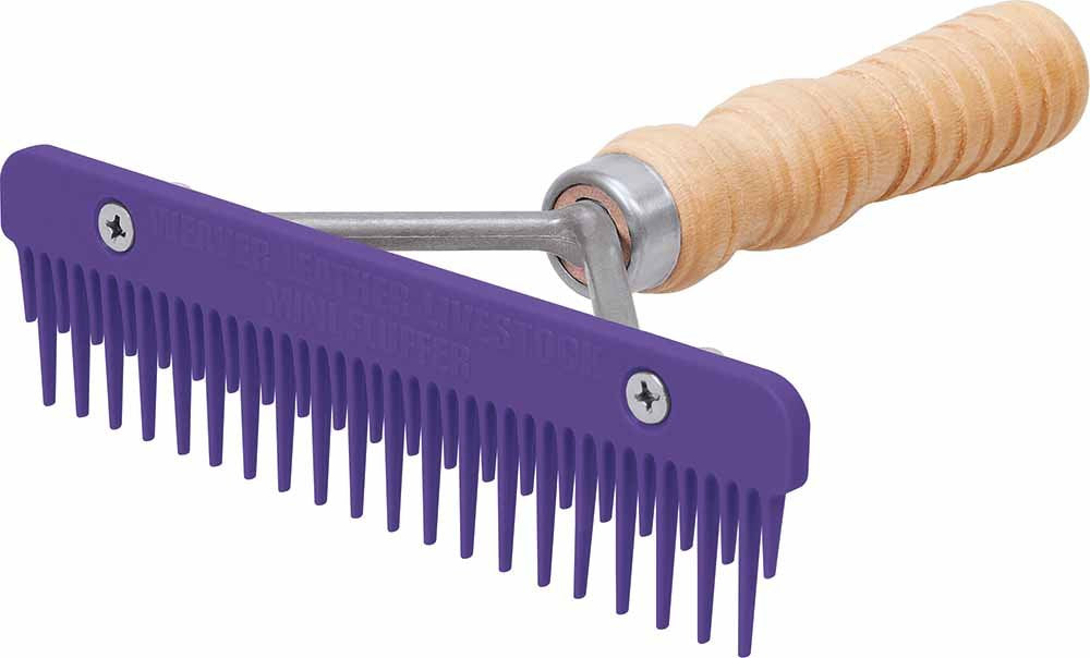 Weaver Leather Mini Fluffer Comb with Wood Handle, Purple, 69-6046-PU