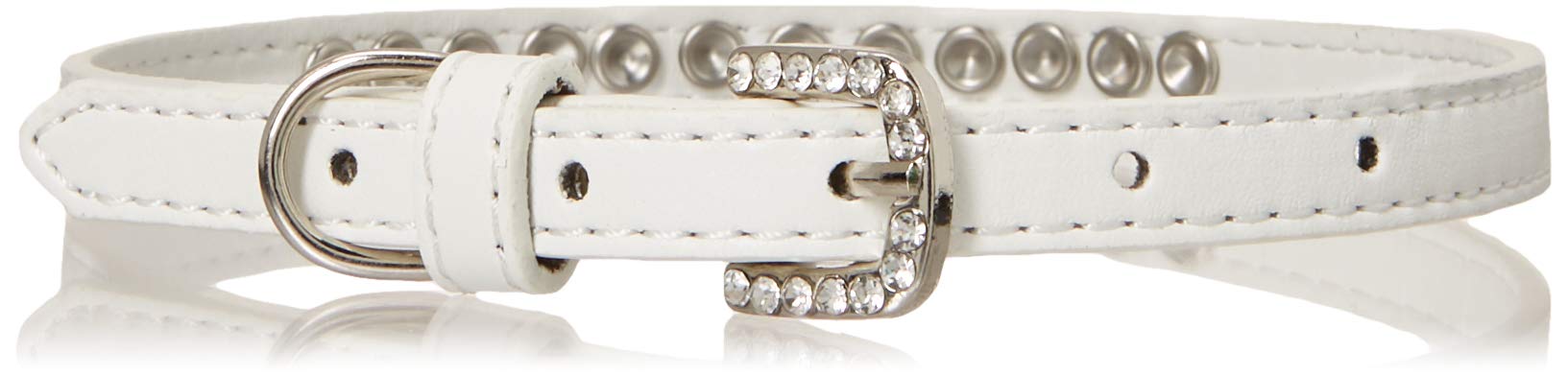 Dog, Puppy & Pet Fashion Collar, "Bright Pink Crystal Rimsets" White 16