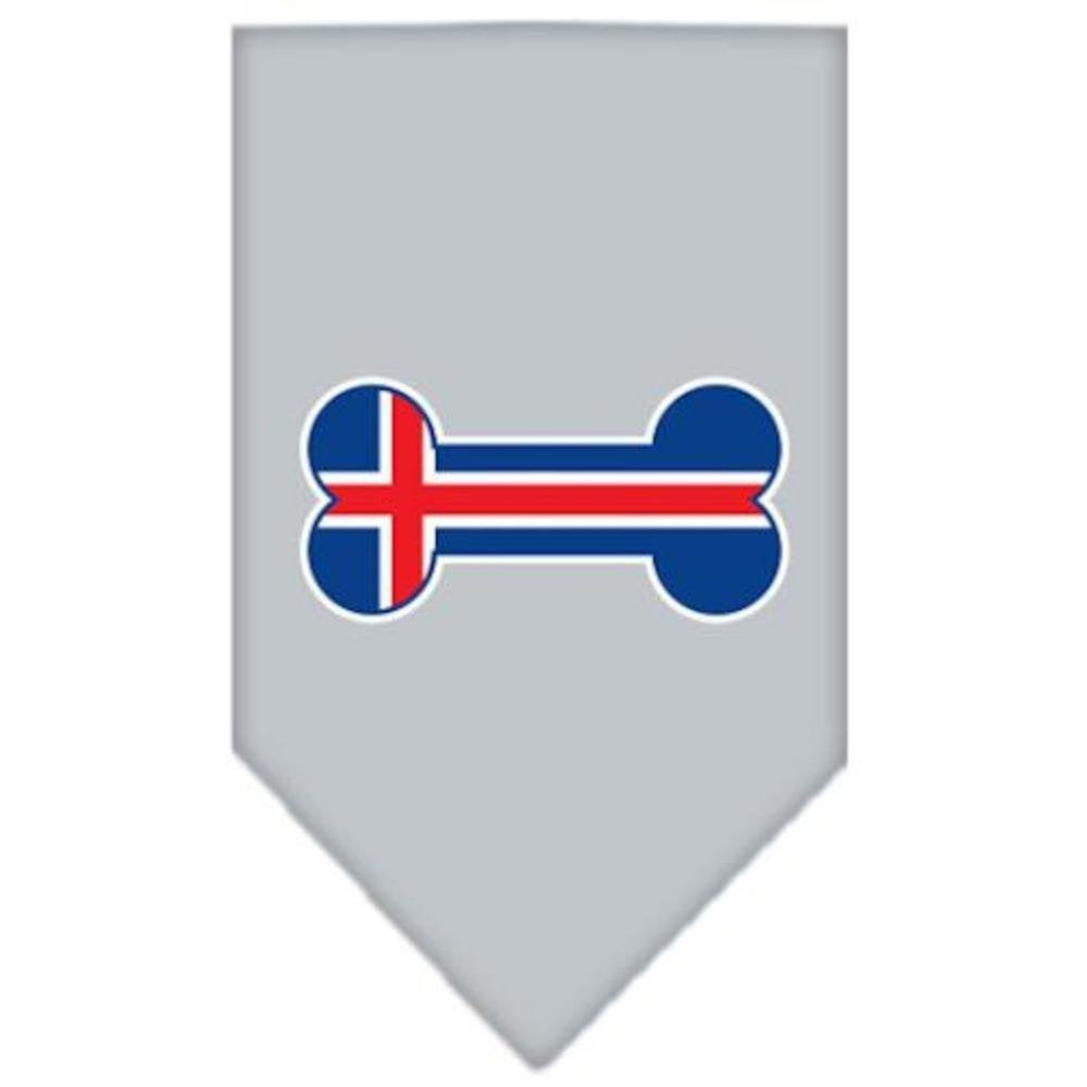 Mirage Pet Products Bone Flag Iceland Screen Print Bandana for Pets, Small, Grey