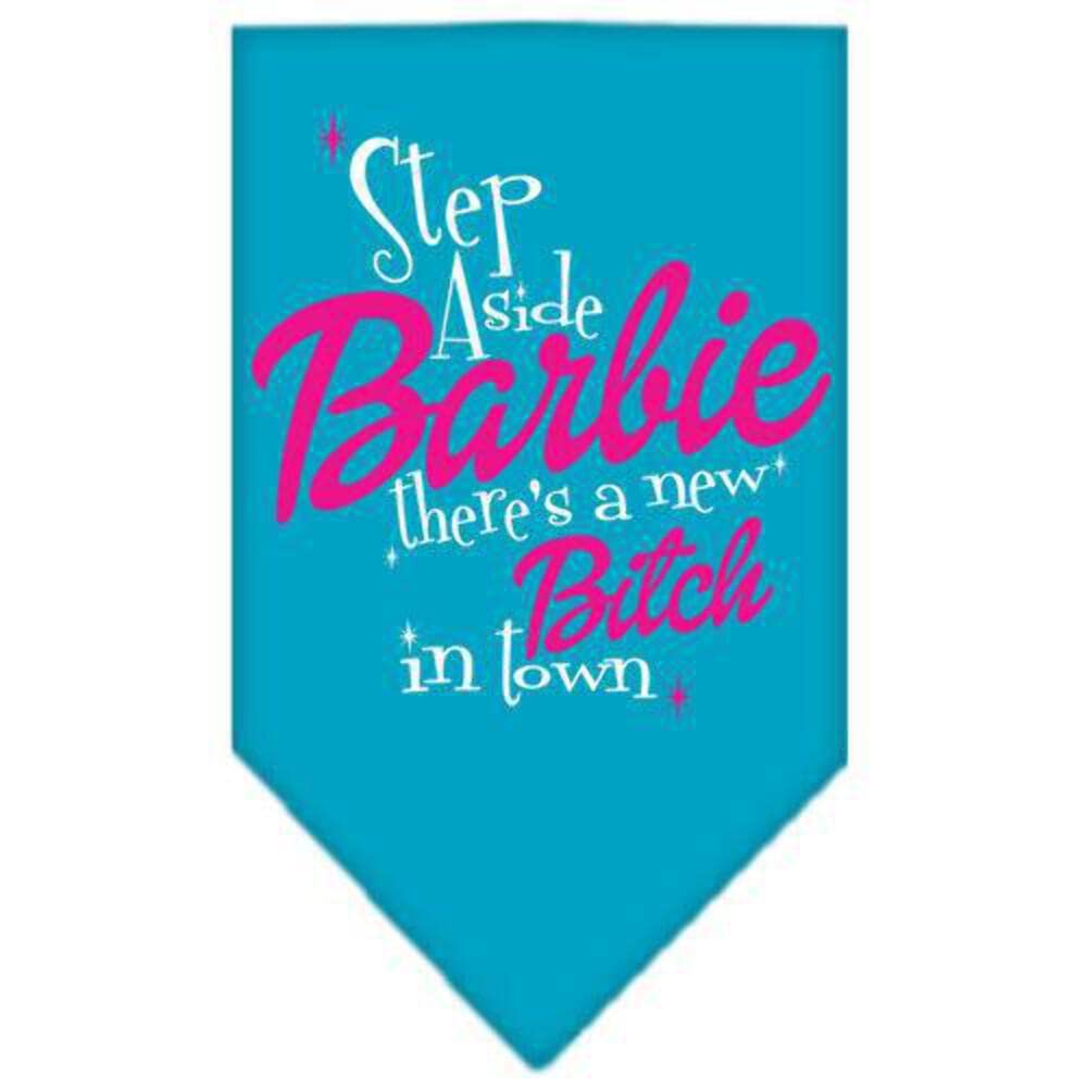 Pet and Dog Bandana Screen Printed, "Step Aside, There's A New Bitch In Town" Turquoise Large