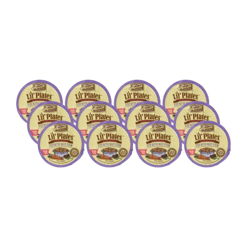 merrick Lils Plates 3.5-Oz Grain Free Wet Food for Small Breed Dogs12 Cans - Itsy Bitsy Beef Stew