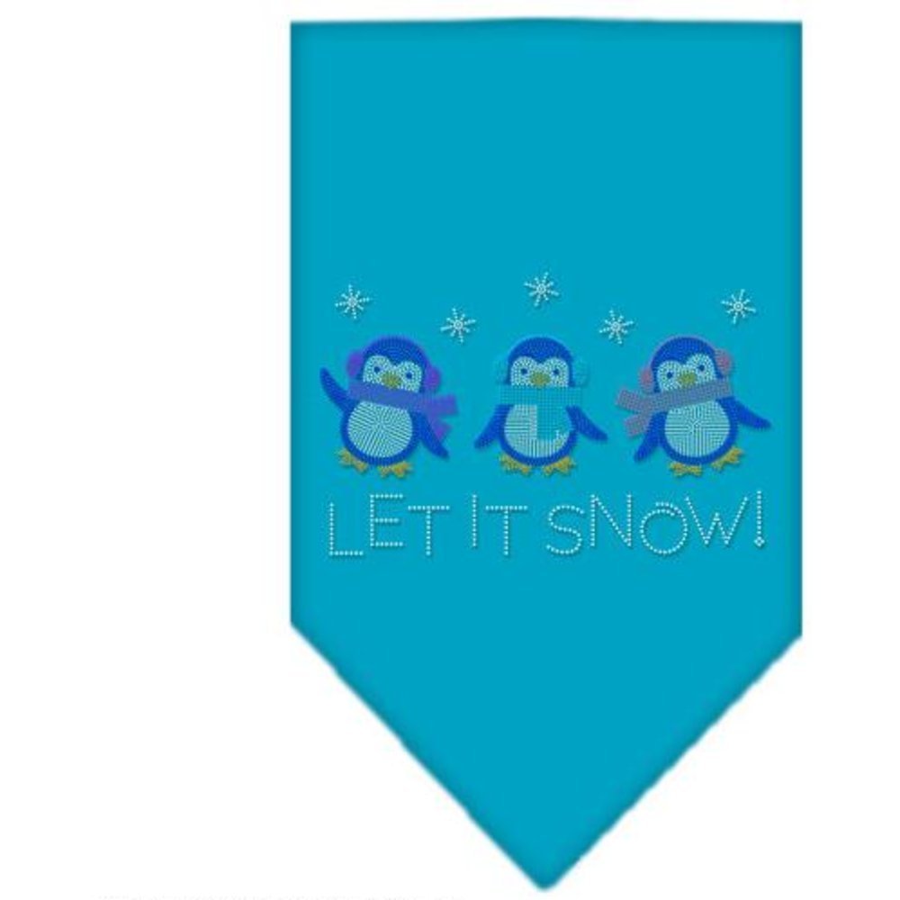 Mirage Pet Products Let it Snow Penguins Rhinestone Bandana, Small, Turquoise