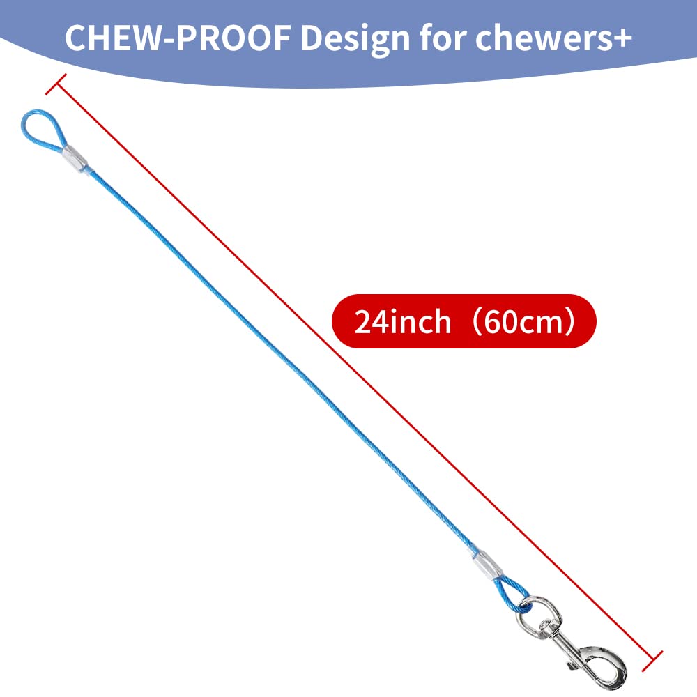Chew Proof Dog Leash Extension, Support Add To Any Leash (Blue+Red, 24 Inch/60Cm)