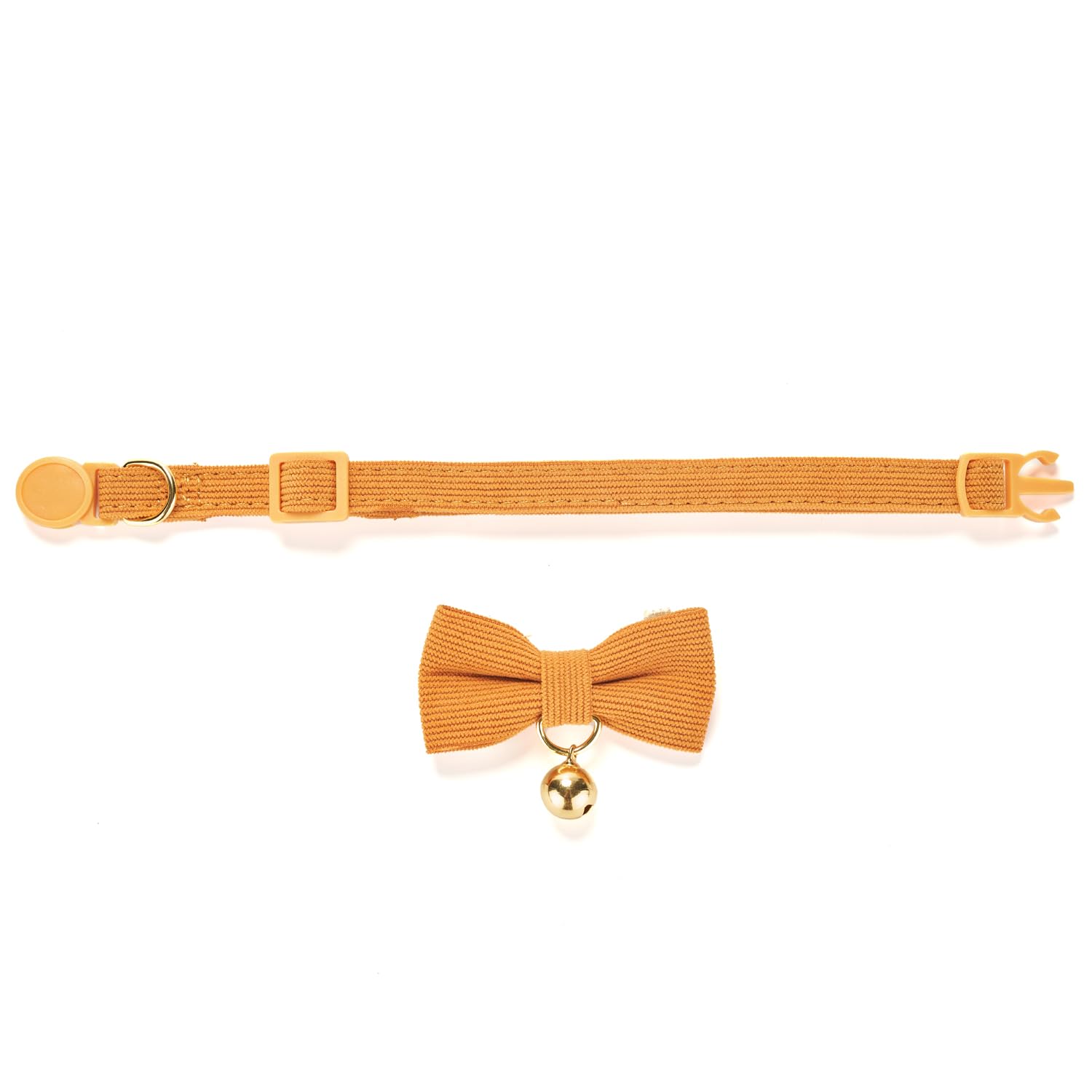 Petiry Soft Corduroy Cat Collar, Plaid Pattern, With Bell And Bowtie, Safety Breakaway Clasp, Adjustable For Kitten And Cats Ora