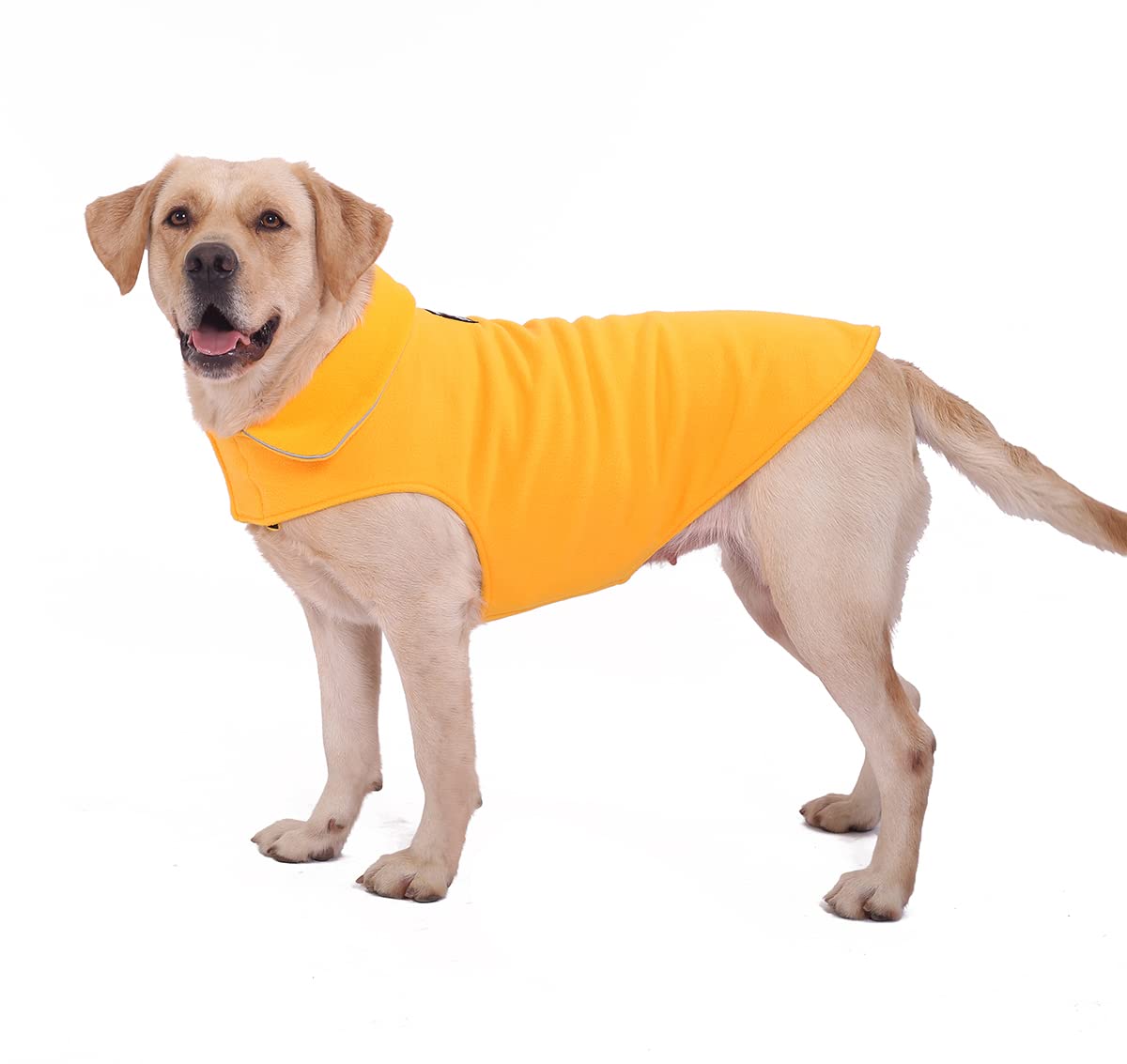 Fleece Dog Coat Pet Jacket Reflective For Cold Weather For Extra Large To Small Pets(Yellow,M)