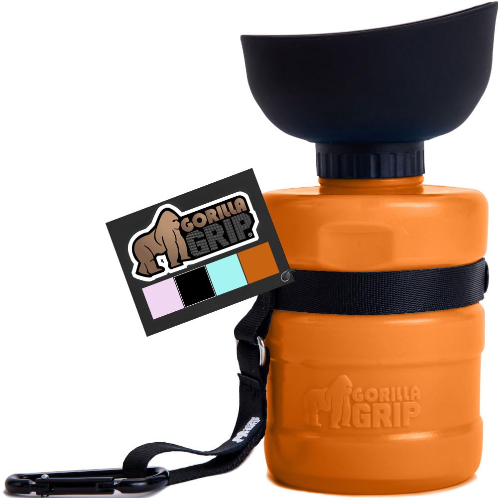GORILLA GRIP Dog Water Bottle, Portable Water Bowl Dispenser for Dogs, 16 oz Leak Proof Pet Travel Squeeze Bottles, Food Grade S