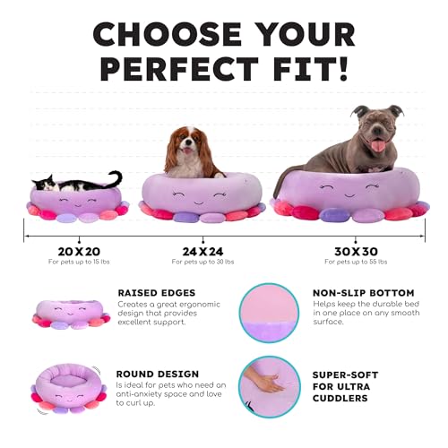 Squishmallows Original 30-Inch Connor The Cow Plush Pet Bed - Large Ultrasoft Pink Cow for Dogs and Cats