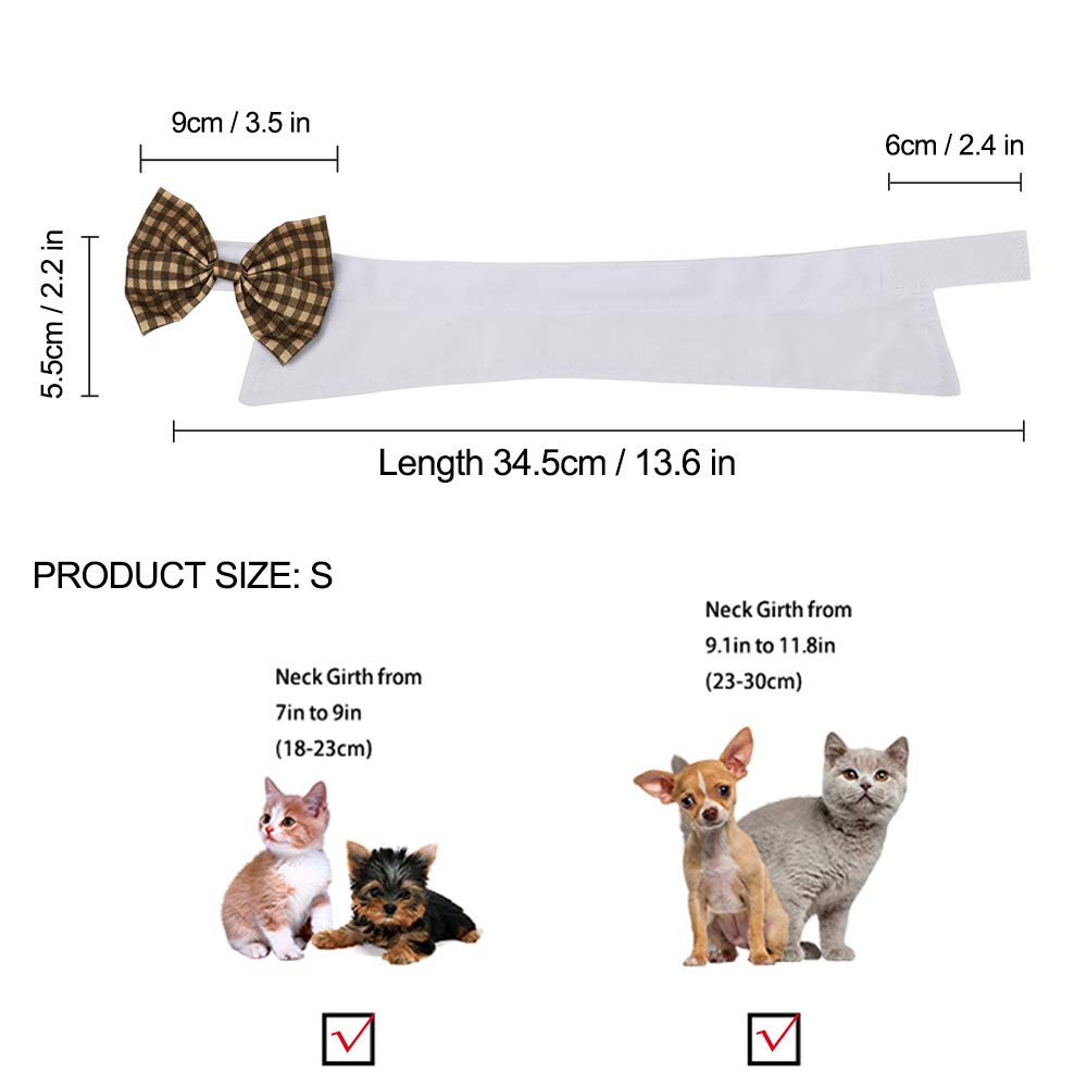 Zton For Little Puppy, Handcrafted Adjustable Formal Pet Bowtie Collar Neck Tie For Dogs & Cats (S, Coffee)