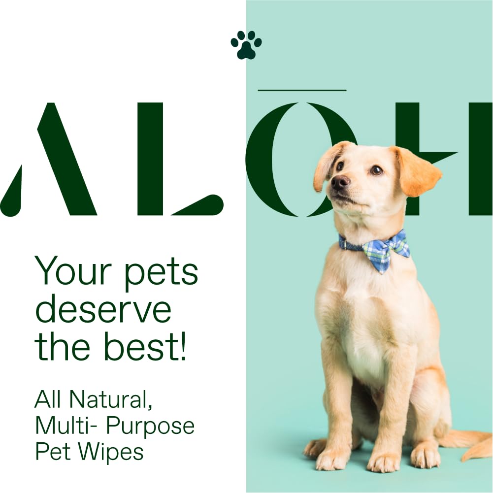 Aloh Hypoallergenic | All-Natural | Multi-Purpose Pet Wipes, Unscented 50Ct Wipes
