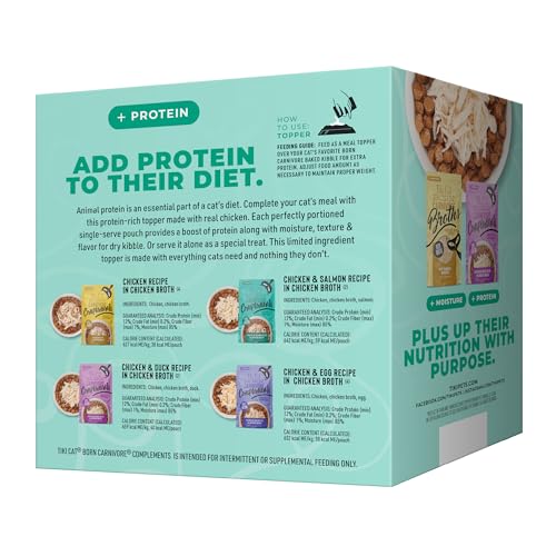 Tiki Cat Born Carnivore Complements Wet Cat Food Topper, Variety Pack 2.1 oz. Pouch (12 Count)