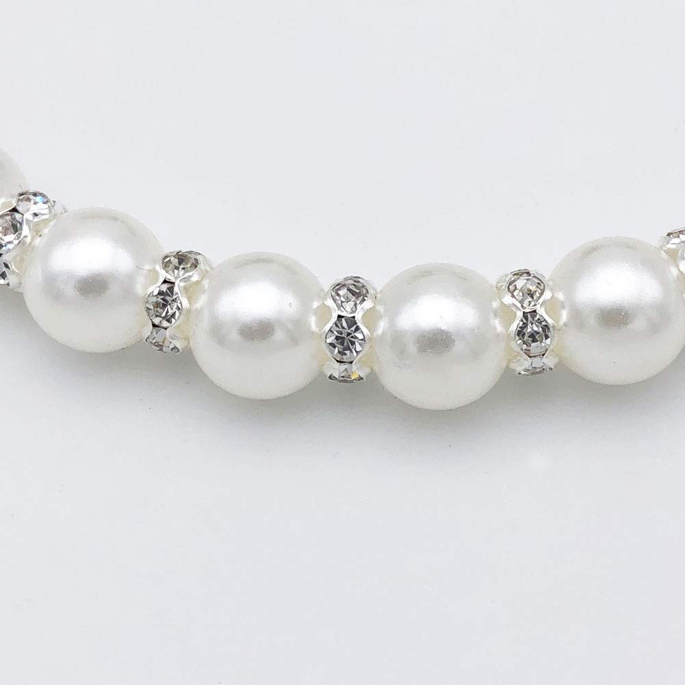 Petfavorites Diamond Dog Pearls Necklace Jewelry For Small Dogs Puppy - Bling Rhinestones Cat Wedding Collar - Chihuahua Yorkie Girl Clothes Costume Outfits Accessories (Snow White, Size L)