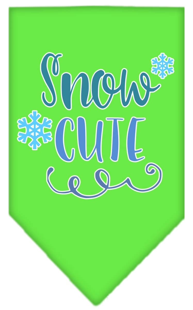 Christmas Pet and Dog Bandana Screen Printed, "Snow Cute" Lime Green Large