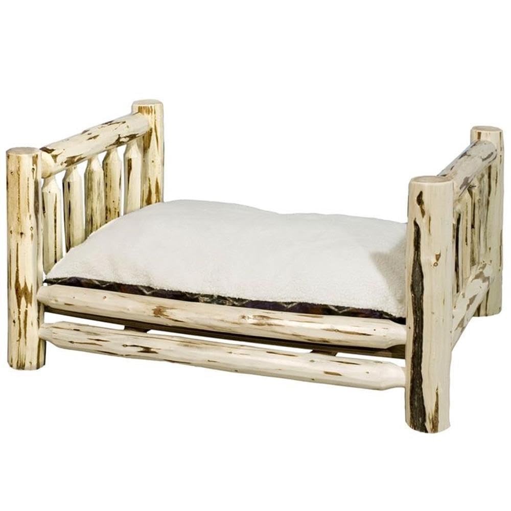 Montana Woodworks Montana Collection Large Pet Bed with 30 by 40-Inch Mattress, Clear Lacquer Finish