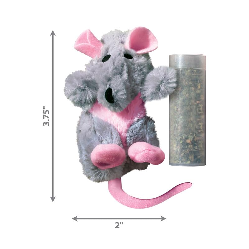 Kong Refillables Catnip Toys, Assorted 2-Pack - Plush Cat Toys With Refillable Catnip Pouch & Premium North American Catnip (Rat
