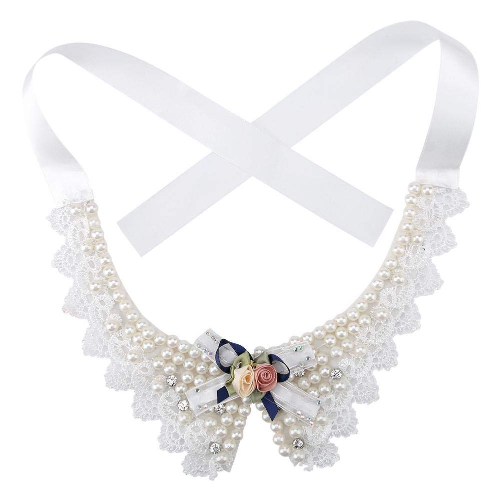 Pet Beautiful Pearl Necklace, Teddy Adjustable Bow Tie with Pearl Dogs Neck Collar Wedding Party Pets Headwear for Pets Cats Dog
