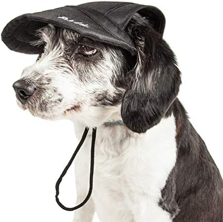 Pet Life  Captivating Uv Protectant Adjustable Fashion Dog Hat Cap, Jet Black  Medium