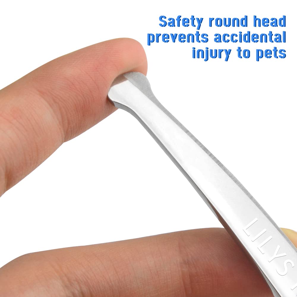 LILYS PET Stainless Steel Curved Scissor for Dogs & Cats, 6.5" Right-handed Grooming Tool, Blue/Silver