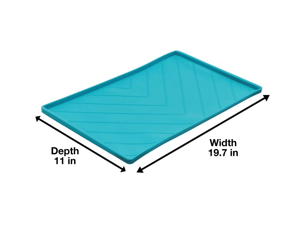 Messy Mutts Dog Silicone Mat Metal Rods Blue Medium