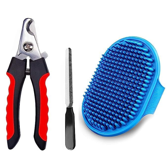 RoverPets Multicolor Pet Grooming Bath Brush for Dogs & Cats  Soft Silicone Massage Tool for Washing Small, Medium & Large Bree