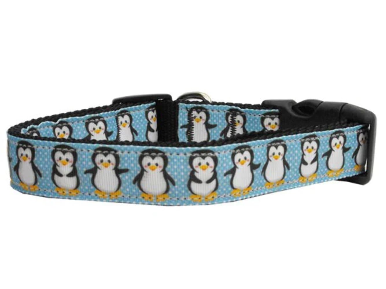 Christmas Pet Dog & Cat Nylon Collar or Leash, "Penguins" SM Collar