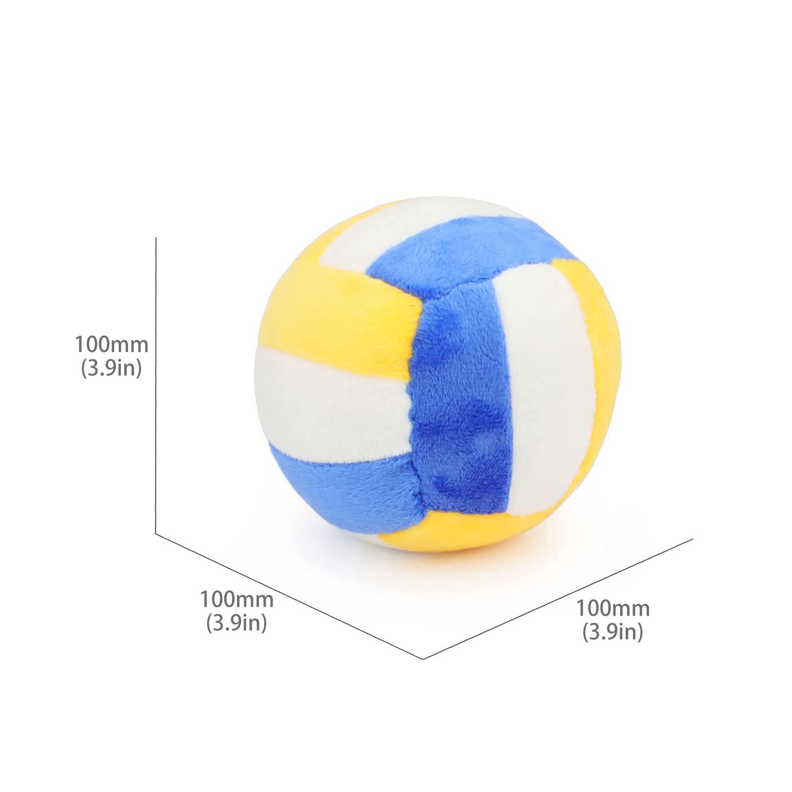 TONYFY Dog Toys - Chewable Plush Volleyball, Soft Squeaky Ball for Dogs, 3.9in, Durable Cotton, Blue, Ideal for Small to Medium Breeds