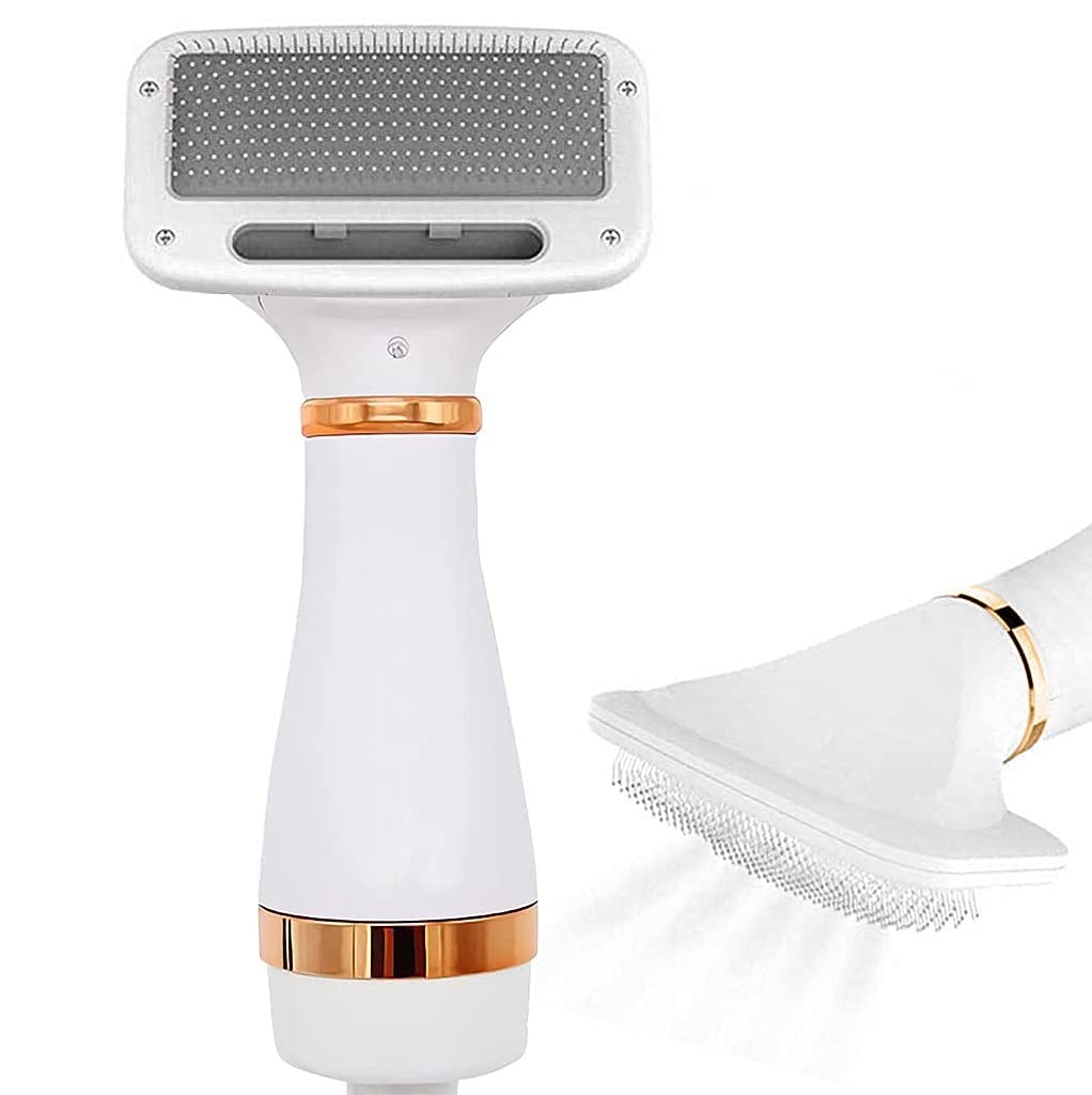 Udeeta Mart Pet Hair Dryer, Portable & Quiet Dog Pet Grooming Dryer With Slicker Brush, 2 Heating Settings Dog Brush Blow Dryer,