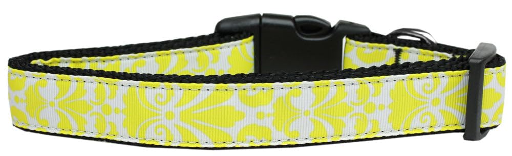 Pet Dog & Cat Nylon Collar, "Damask" *Available in 10 different colors!* Yellow XS Collar