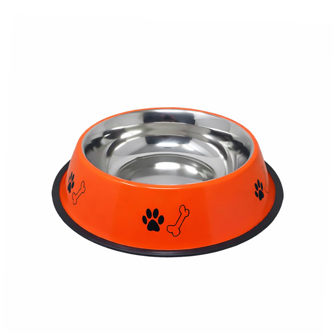 Pet Fun Stainless Steel Pet Feeding Bowl For Small Dogs & Puppies | Paw & Bone Print Food & Water Bowl | AntiSlip Rubber Base |