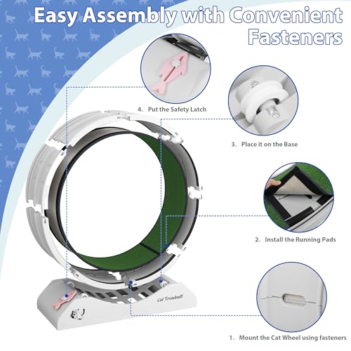 Coziwow Cat Wheel For Indoor Cats Exercise Running Wheel Cat Treadmill With Brake & Carpeted Runway, 31.5 Inch Easy To Install &