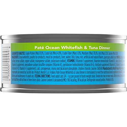 Friskies Purina Pate Wet Cat Food, Ocean Whitefish Tuna, 5.5 OZ Cans (12-Count)
