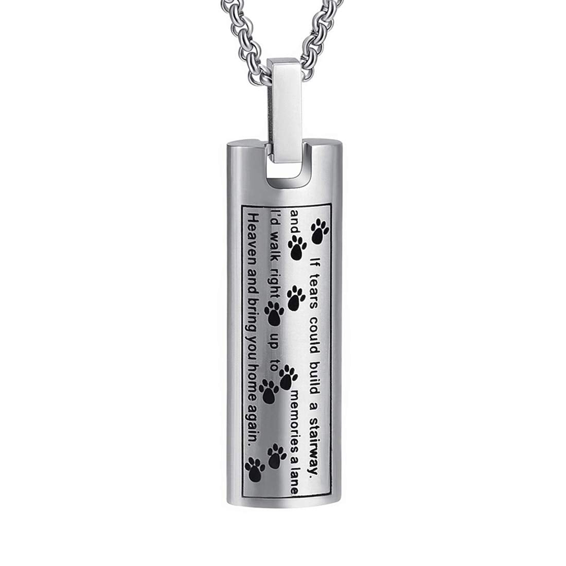 Hearbeingt Cremation Jewelry Urn Necklace for Ashes, Pet Paw Print Memorial Pendant for Dog Cat Ashes Keepsake Locket for Men fo