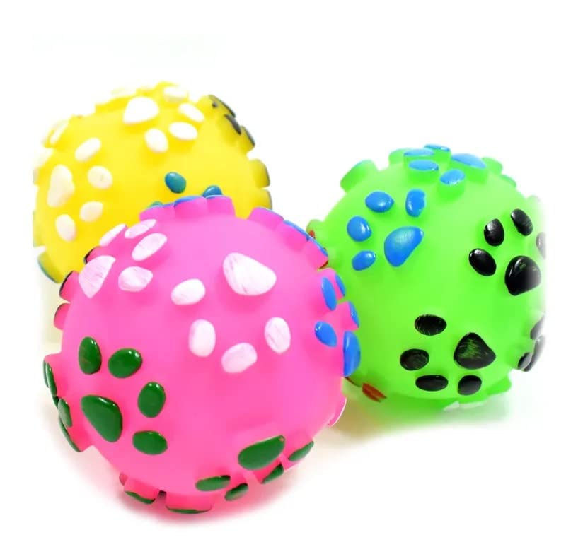 Kspups Dog Chew Toys I Squeaker Chew Sound Ball I Playing Toy I Toys Dog Teething Dog Balls I Pet Rubber Spiked I Colored Full P
